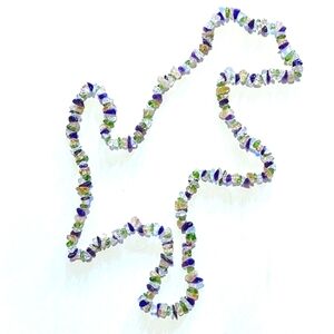 SALE!! VINTAGE MULTICOLORED SEMI-PRECIOUS STONE CHIPS NO CLASP 36" NECKLACE